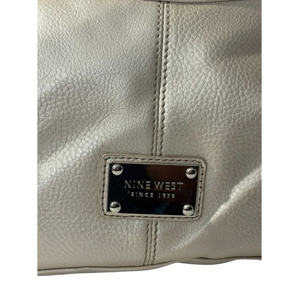Nine West Tan Faux‎ Pebbled Leather Dual Handle Tote Purse Bag NWT Large READ